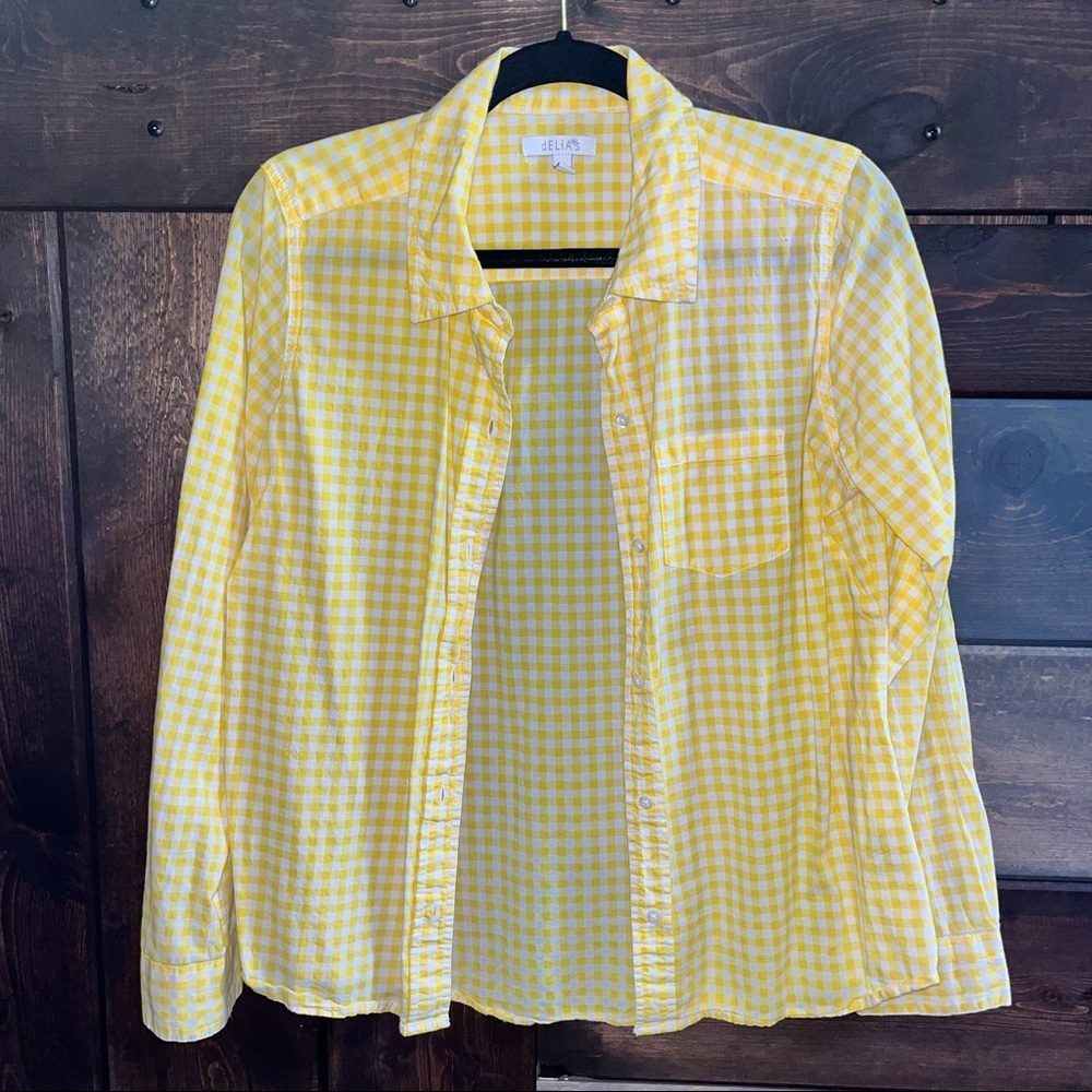 Yellow Checkered Button Down